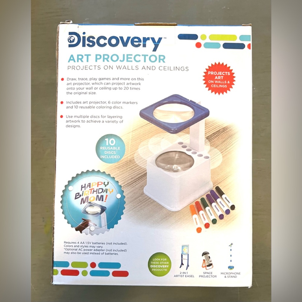 DISCOVERY KIDS Art Projector Kit w/ 10 Discs & 6 Markers Trace Draw NEW